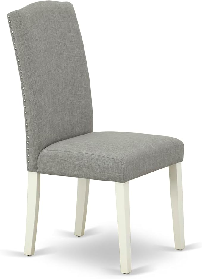 East West Furniture V027EN206-6 6 Piece Kitchen Table Set Contains a Rectangle Dining Table with V-Legs and 4 Dark Shitake Linen Fabric Parson Chairs with a Bench, 40x72 Inch, Multi-Color