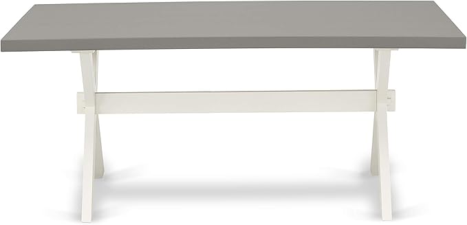 East West Furniture X097SI215-6 6 Piece Dining Set Contains a Rectangle Dining Room Table with X-Legs and 4 Baby Blue Linen Fabric Parson Chairs with a Bench, 40x72 Inch, Multi-Color