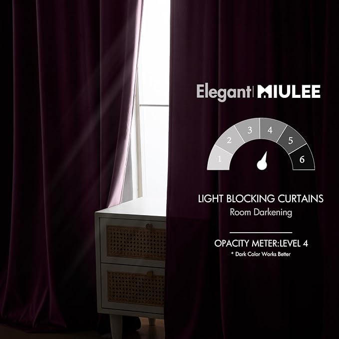 MIULEE Dark Purple Velvet Curtains 90 inches - Image 5