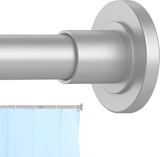 CorkLatta Silver Shower Curtain Rod 31 to 92 Inch, 1 Inch Diameter Adjustable by CorkLatta
