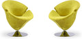 Manhattan Comfort Tulip Swivel Accent Chair Set of 2 with 360° Turn, Modern Flower Inspired Design, Soft Velvet Upholstery, Polished Chrome Base, No Assembly Required, 300 Lbs Capacity, Green
