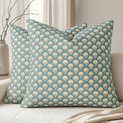 MIULEE Floral Print Decorative Pillow Covers 20x20 by MIULEE