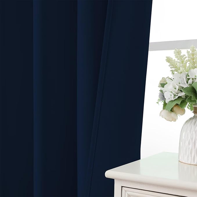 CUCRAF Navy Blue Blackout Curtains 108 inch Length 2 Panels Set, Rod Pocket - Image 6