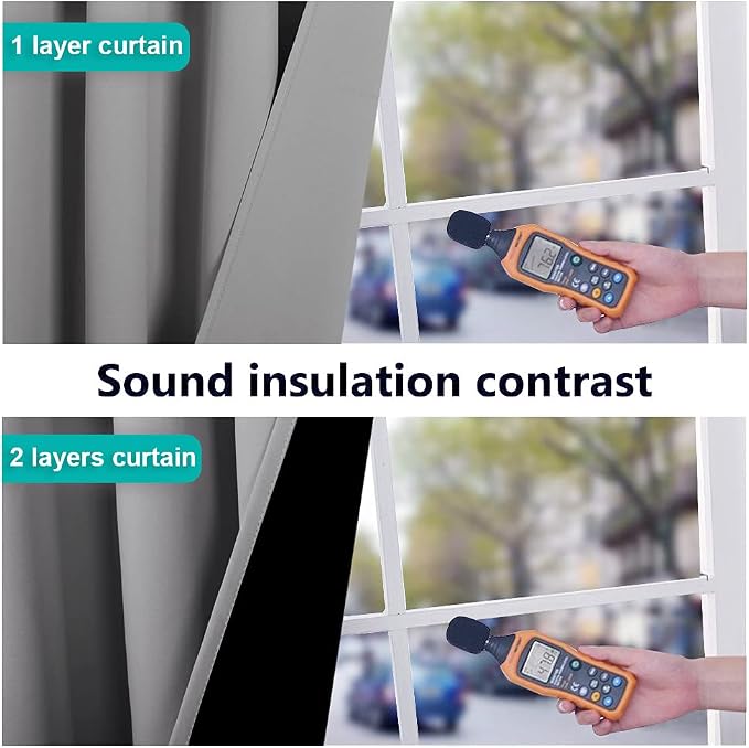 NICETOWN Silver Grey Full Shade Curtain Panels, Pair of Energy Smart & Noise - Image 4