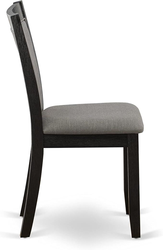 East West Furniture X627MZ650-7 7 Piece Dining Table Set Consist of a Rectangle Kitchen Table with X-Legs and 6 Dark Gotham Grey Linen Fabric Upholstered Chairs, 40x72 Inch, Multi-Color