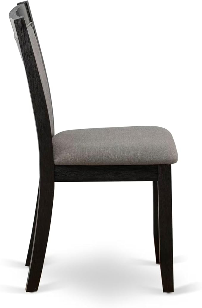 East West Furniture V697MZ650-9 9 Piece Kitchen Table Set Includes a Rectangle Dining Table with V-Legs and 8 Dark Gotham Grey Linen Fabric Parson Dining Chairs, 40x72 Inch, Multi-Color