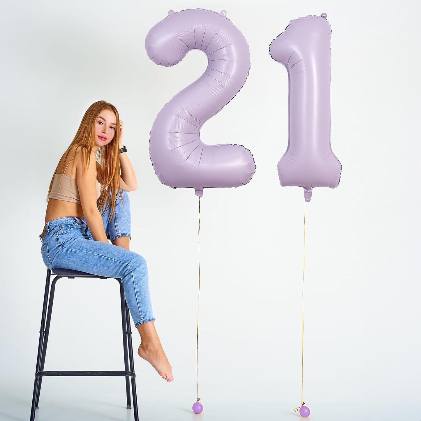 Light Purple Number 8 Balloons, 40 Inch Giant Dusty Pastel Purple Mylar Foil Number 8 Ballon for Girls, Self Inflating 8th Birthday Helium Balloon for Women 8th Anniversary Party Decorations Supplies