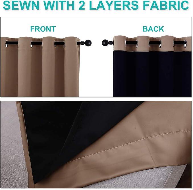NICETOWN Bedroom Full Blackout Curtain Panels, Super Thick Insulated Window - Image 5