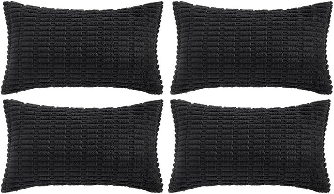 Fancy Homi 4 Packs Boho Black Decorative Throw Pillow Covers 14x24 Inch by Fancy+Homi