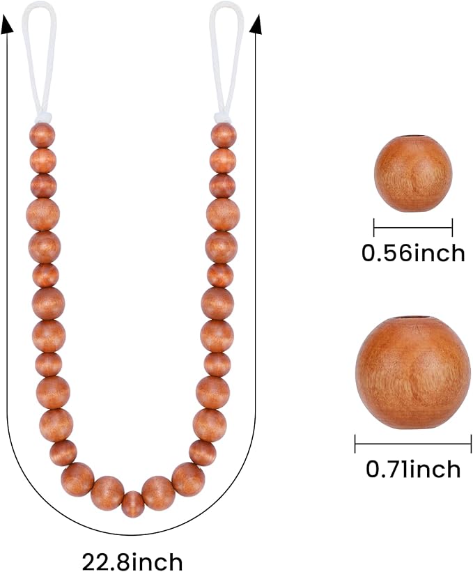 Wood Bead Curtain Tiebacks, KLOGTSIND Set of 2 Curtain Holdbacks - Image 4