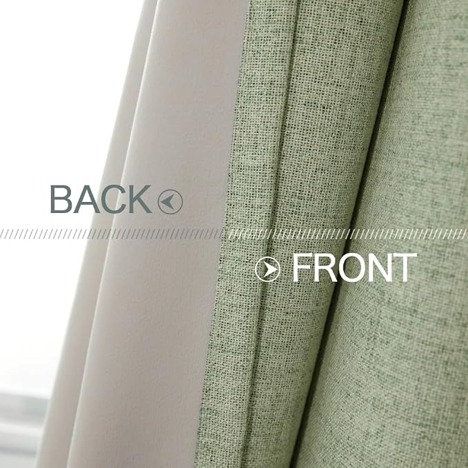 MIULEE Linen Texture Curtains, 2 Panels Sage Green, Room Darkening, Living Room - Image 6