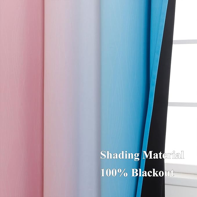 Estelar Textiler Ombre Pink and Blue Blackout Curtains 72 Inch Length 2 Panels - Image 5
