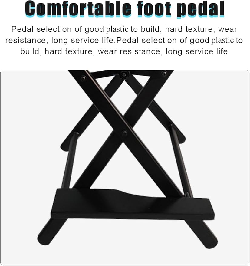 Lorvain Folable Makeup Artist Stool, Portable Tall Folding Director's Chair, Aluminum Makeup Chair with Head Rest for Studio Salon Vanity, Bar Height - Black