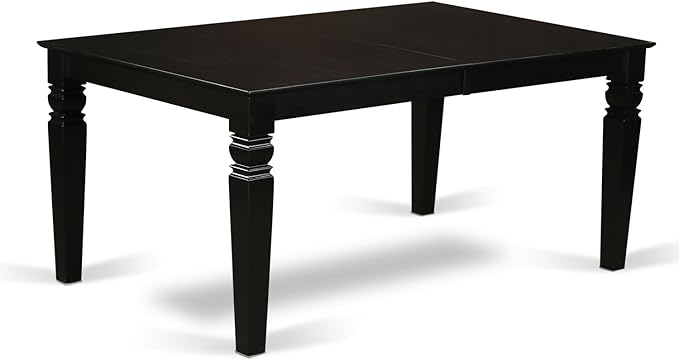 East West Furniture LGEN5-BLK-20 5 Piece Dinette Set Includes a Rectangle Dining Room Table with Butterfly Leaf and 4 Dark Gotham Linen Fabric Upholstered Chairs, 42x84 Inch, Black