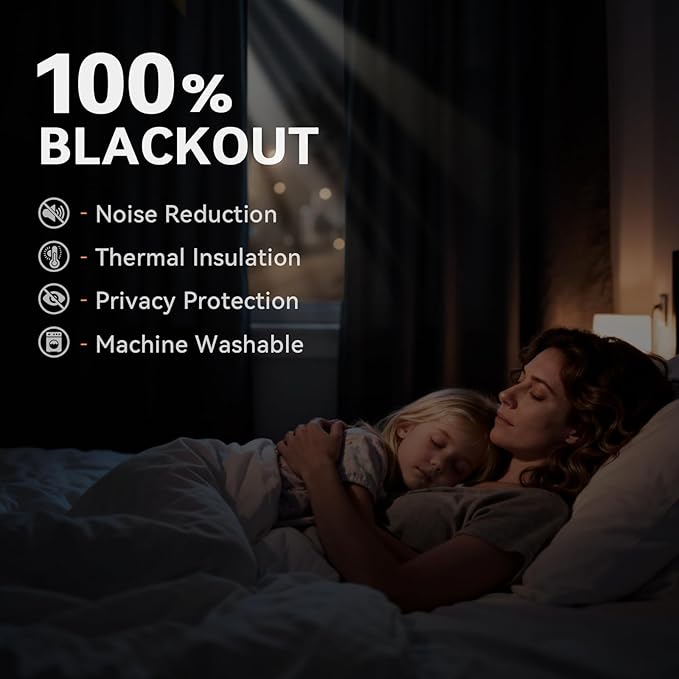 100% Blackout Shield Curtains, 2 Panels, Grommet Top, Thermal Insulated - Image 3