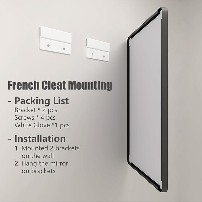 16x24 Inch Black Metal Framed Bathrrom Mirror for Wall, Matte Black Rectabgle Mirror, Rounded Corner, Anti-Rust, Hangs Horizontally or Vertically