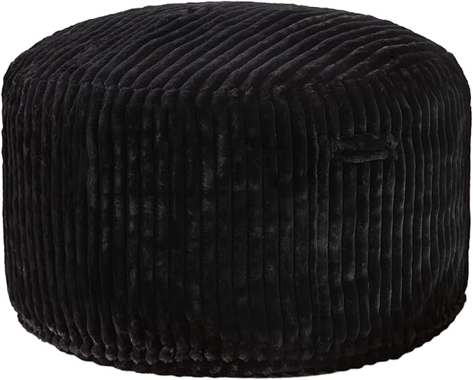 Hobestluk 4ft Bean Bag Chairs for Adults Large Beanbag Chair with Dutch Corded Plush Cover Big Bean Bag Chair for Living Room Bedroom Dorm Office - Black (44" x 44" x 24")