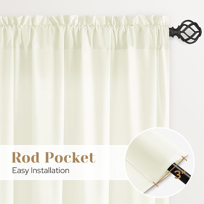 HOMEIDEAS Non-See-Through Ivory Privacy Sheer Curtains, 52 X 54 Inches Long 2 - Image 6