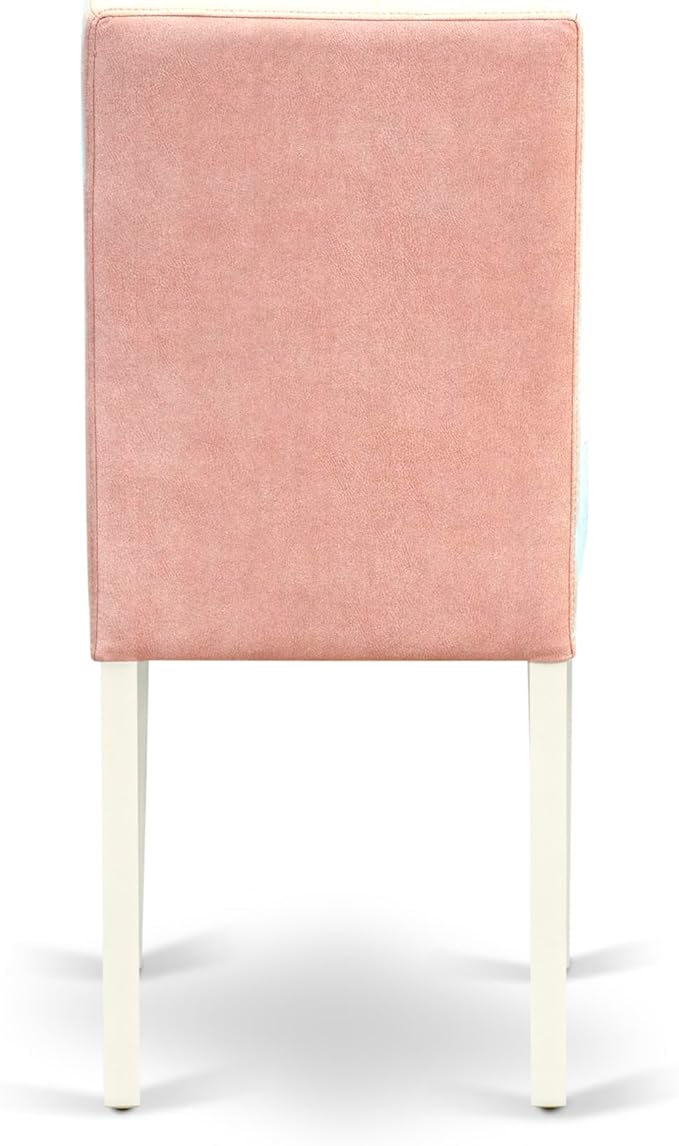 East West Furniture DLAS3-WHI-42 3 Piece Dining Table Set consists A Dinner Table and 2 Beige Red Polyester Fabric Parson Kitchen Chairs with Stylish Back- Linen White Finish