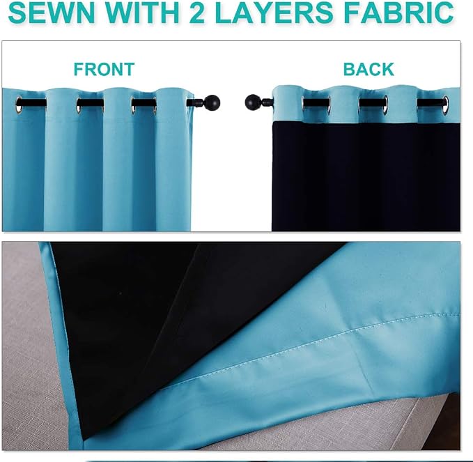 NICETOWN 100% Blackout Window Curtain Panels, Teal Blue, Cold and Full Light - Image 5