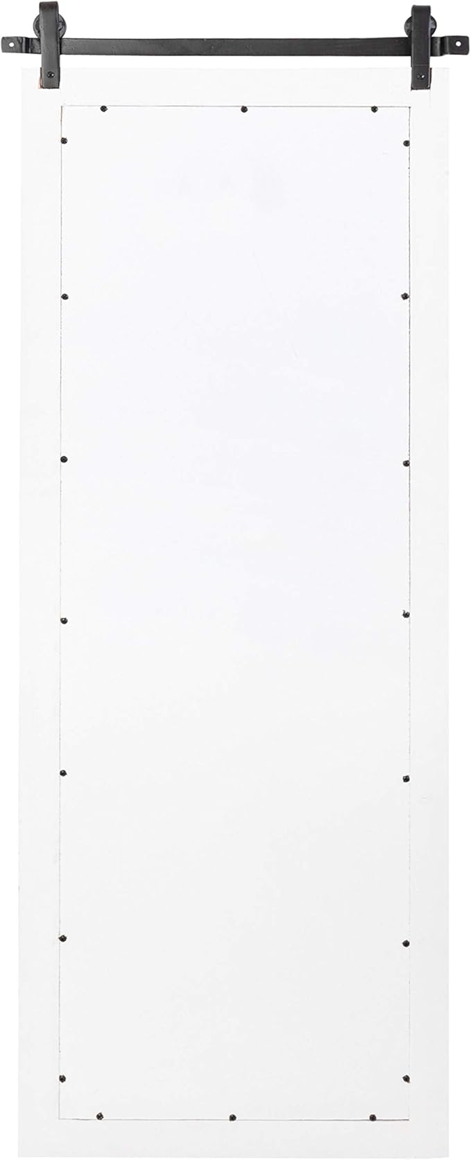Kate and Laurel Cates Farmhouse Wood Framed Full Length Panel Mirror, 18 x 50, White, Barn Door-Inspired Rustic Mirrors for Wall