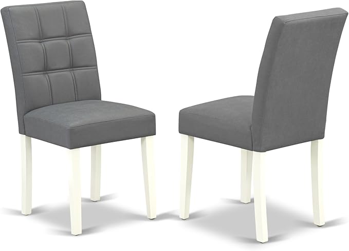 East West Furniture DOAS5-LWH-41 5 Piece Kitchen Table Set Includes A Dinner Table and 4 Platinum Gray Polyester Fabric Person Chairs with Stylish Back- Linen White Finish