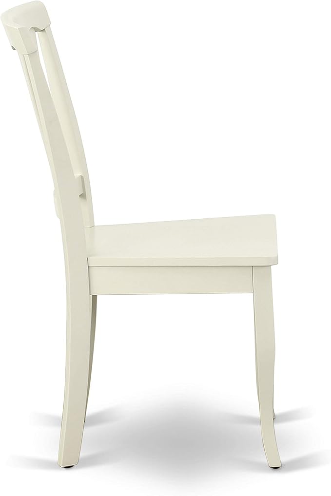 East West Furniture DLAV5-LWH-W 5 Piece Dining Set Includes a Round Dining Room Table with Dropleaf and 4 Wood Seat Chairs, 42x42 Inch, Linen White