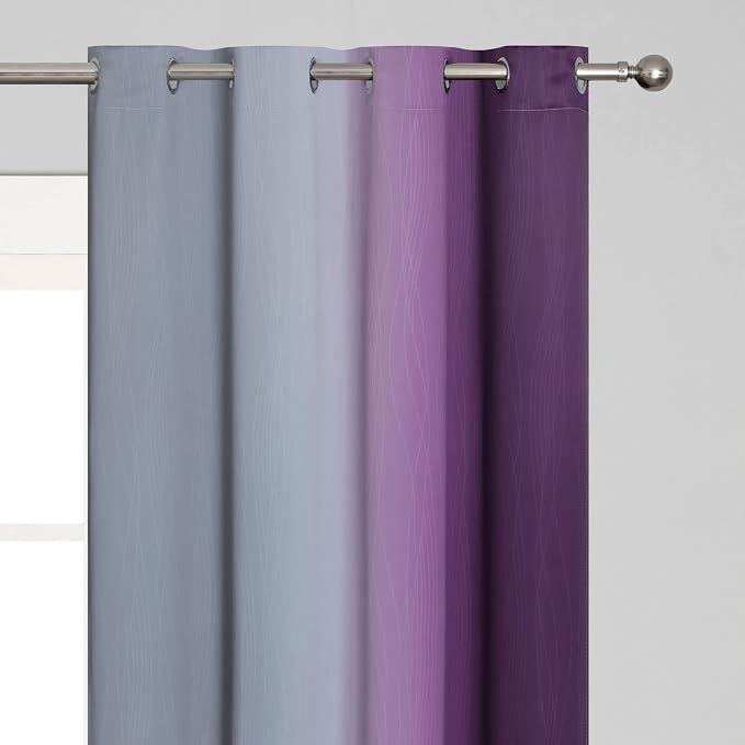 Estelar Textiler Grey and Purple Blackout Curtains - Image 4