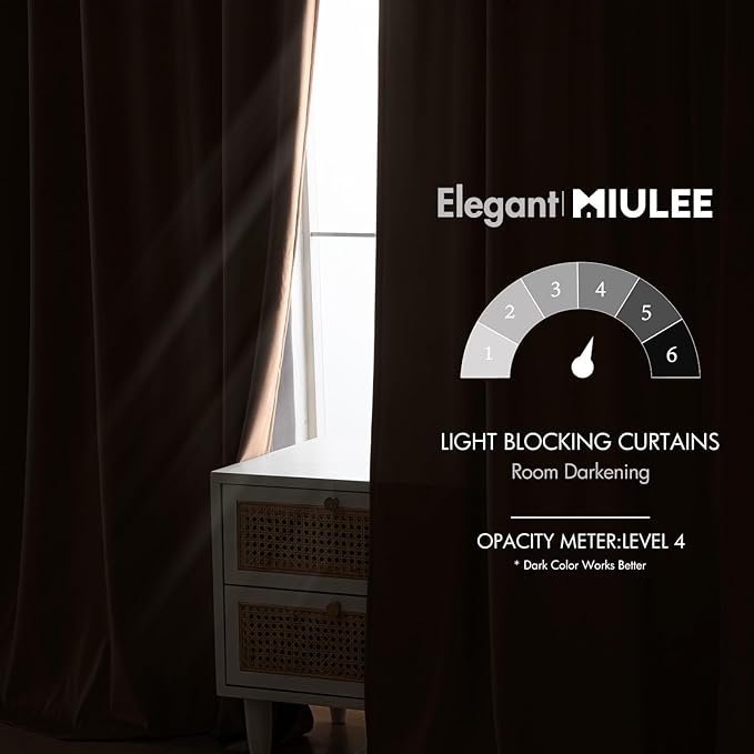 MIULEE Blush Beige Velvet Curtains 90 inches - Image 5