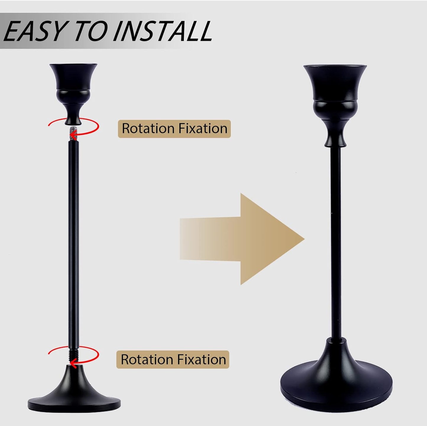 Vintage Black Candelabra Candle Holders for Fireplace & Dining