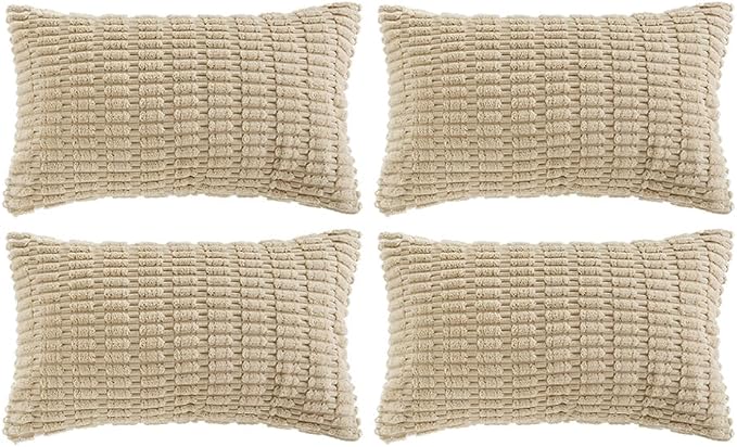 Fancy Homi 4 Packs Tan Decorative Throw Pillow Covers 12x20 Inch by Fancy+Homi