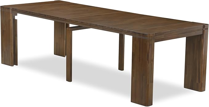 X12DA-0C8-12 14-Pc Mid Century Dining Set includes an Extendable Rectangle Kitchen Table, 1 Coffee Table and 12 Polyester Fabric Dining Chairs, 39x120 Inch, Antique Walnut