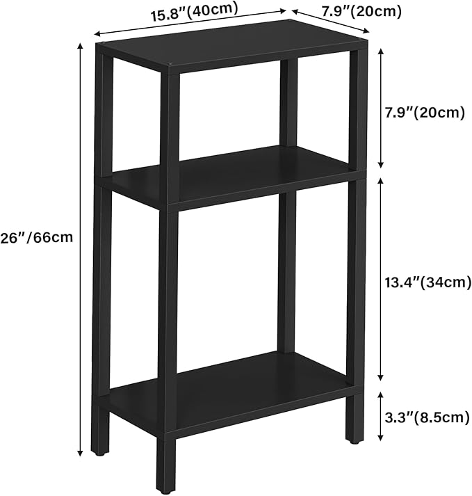 TUTOTAK Small Side Table, Narrow End Table, Skinny Sofa Table, Slim Nightstand, Couch Table, Living Room, Bed Room, Black TB01BK0772