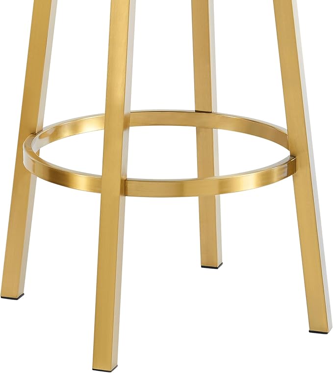 Armen Living Madrid 30" Seat Height Swivel Modern Vintage Coffee Faux Leather and Gold Brushed Stainless Steel Bar Stool for Kitchen Island Counter