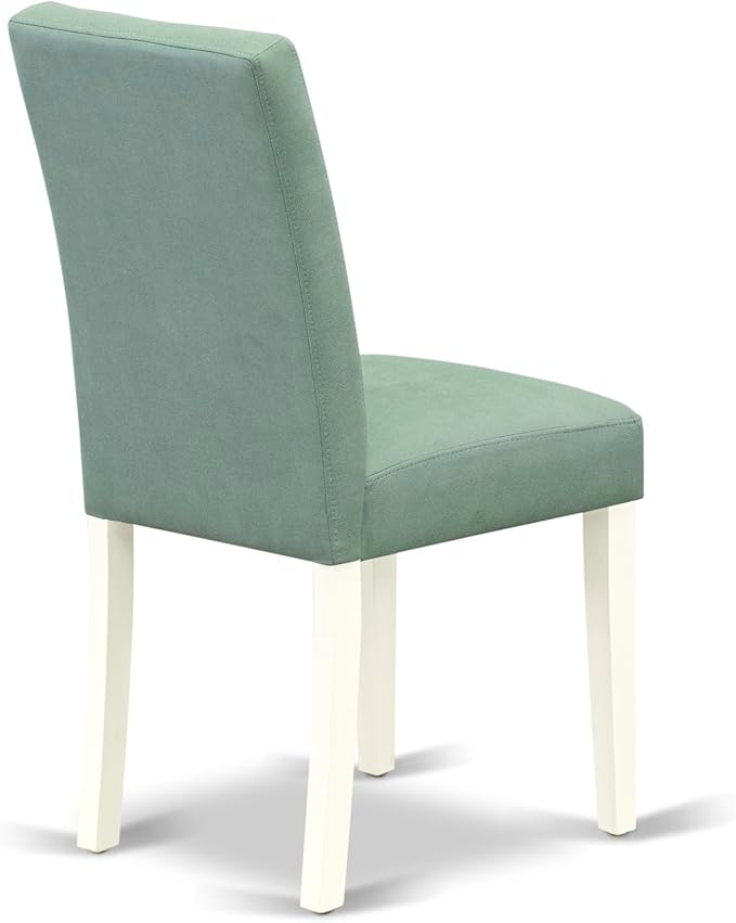 East West Furniture DOAS5-LWH-43 5 Piece Mid Century Modern Dining Set Includes A Wooden Table and 4 Willow Green Polyester Fabric Parsons Chairs, Linen White