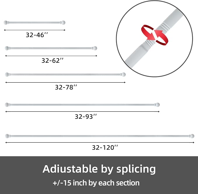 GXOACKJ Curtain Rods for windows 32-62 inch, 5/8 inch Decorative White Splicing - Image 6