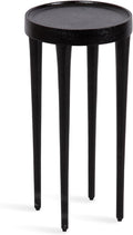 Kate and Laurel Rava Modern Metal Round Drink Table; 10 x 10 x 21; Black; Cast Aluminum Accent Table for Use as Indoor Plant Stand or Living Room Decor Piece