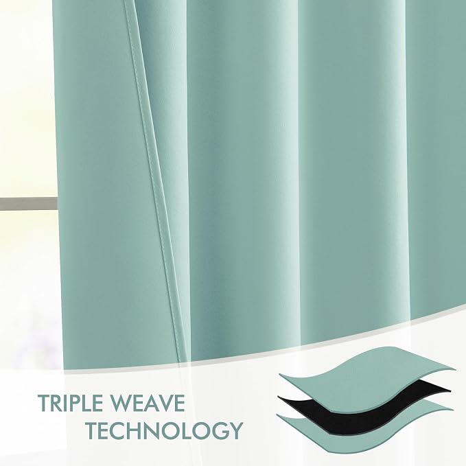 MIULEE Aqua Back Tab Blackout Curtains 90 Inches Long 2 Panels Set - Image 7