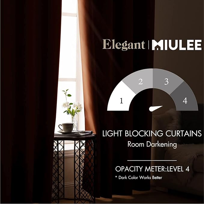 MIULEE Blackout Room Darkening Curtains Thermal Insulated Drapes Solid Window - Image 2