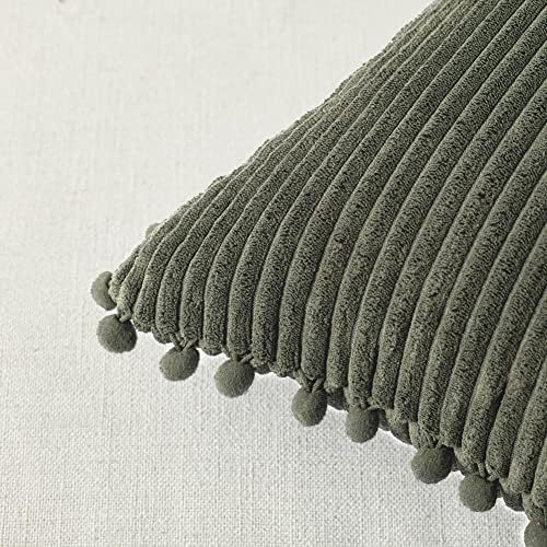 Fancy Homi 2 Pack Olive Green Lumbar Decorative Throw Pillow Covers 12x20 Inch - Image 4
