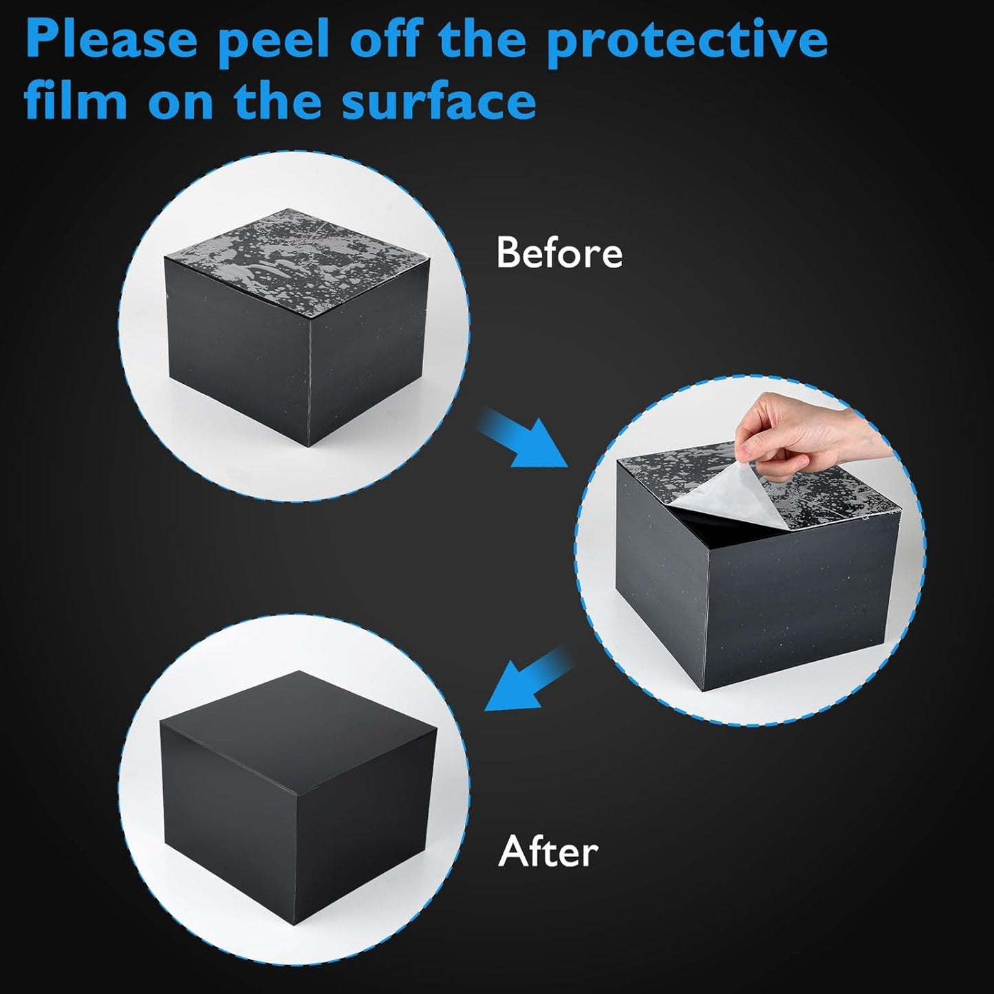 3Pcs Black Buffet Risers Acrylic Boxes Display Food Risers for Buffet Table Platter Parties Weddings Catering Dessert Collectibles Figures Show ( 6''x7''x8'')