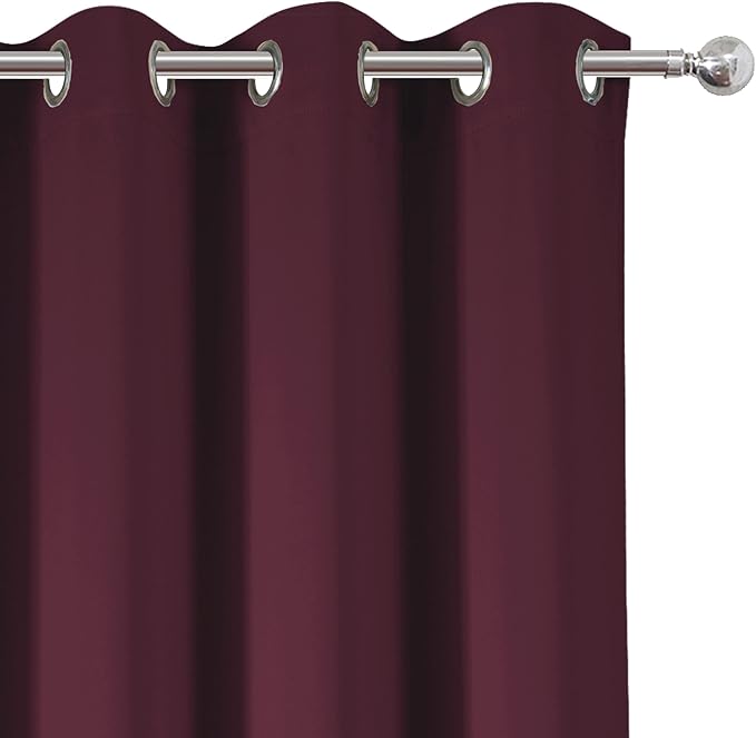 LEMOMO Burgundy Red Blackout Curtains 52 x 63 Inch Length/Set of 2 Curtain - Image 7
