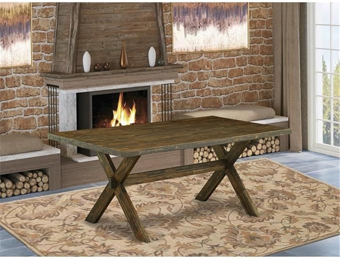 East West Furniture XT777 X-Style Mid-Century Modern Dining Table - a Rectangle Kitchen Table Top with Stylish Legs, 40x72 Inch, Multi-Color