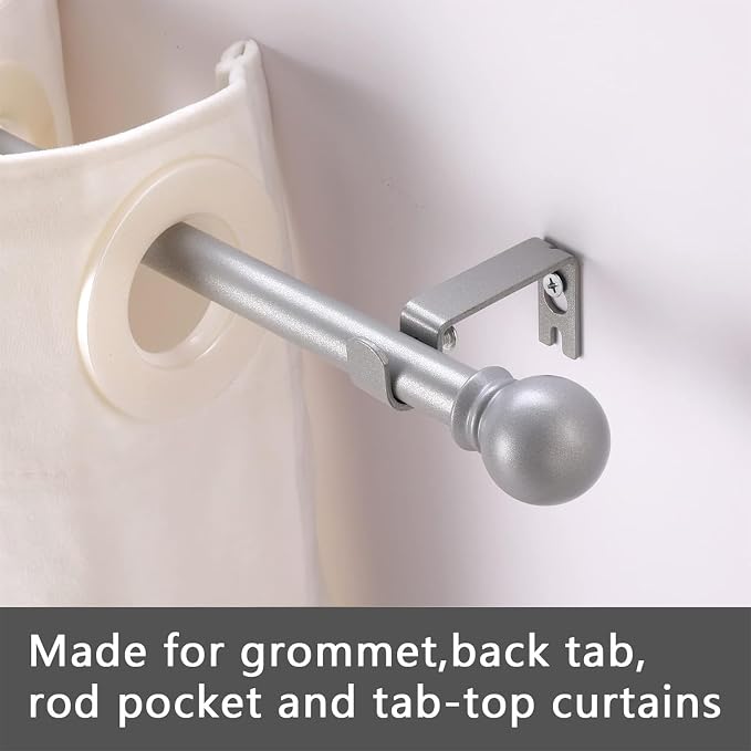 GXOACKJ Curtain Rods for windows 66-120 inch, 5/8 inch Decorative Silver - Image 3
