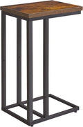 Side Table Small End Table C Shaped, Slide Under Laptop Desk for Couch, Living Room Side Table, TV Trays for Eating on Couch, Rustic Brown+Black YD-TM051HB
