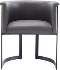 Manhattan Comfort Corso Faux Leather Upholstered Dining Chair, Barrel-Style Foam Padded Seat, Unique Geometric Metal Frame, Fully Assembled Accent Furniture, Grey