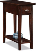 Leick Home 15 in Wide End Table, Solid Wood Construction, One Drawer, One Lower Shelf, Narrow Width, Easy-Assembly, Chocolate Oak, 15 in W x 24 in D x 24 in H, 10071-CH
