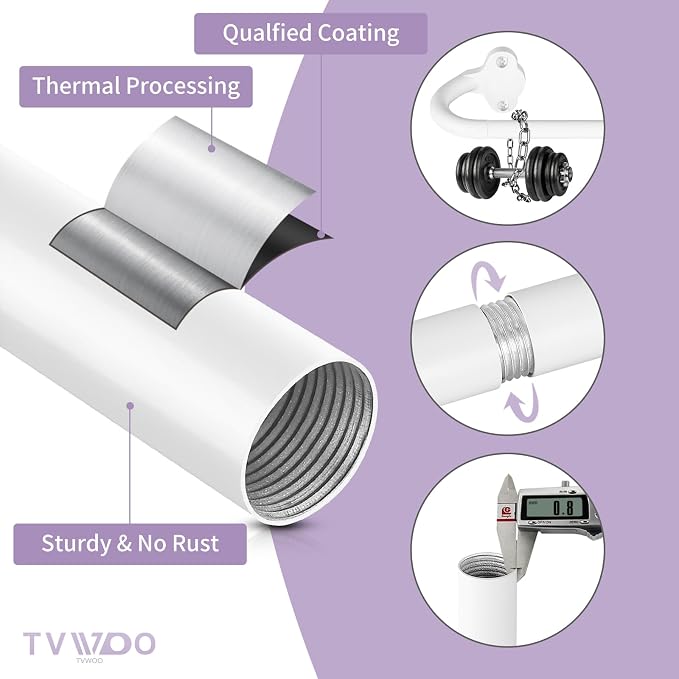 TVWOO Wrap Around Curtain Rods, 5/8 Inch Adjustable Blackout Curtain Rod Set - Image 4