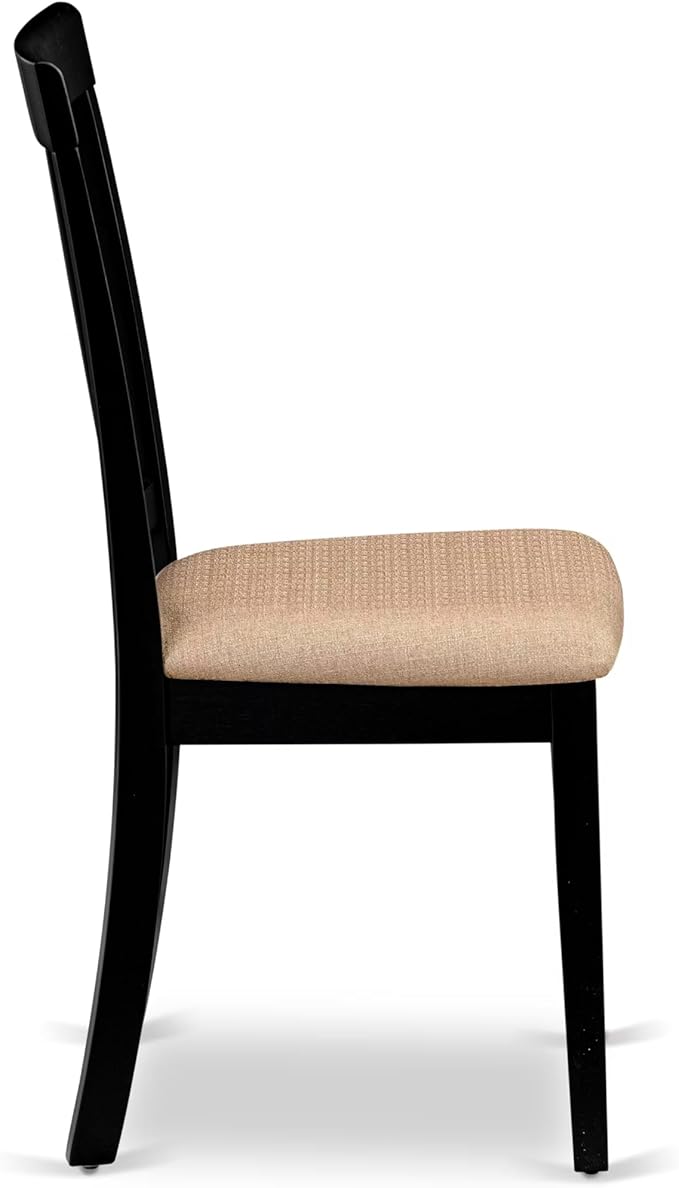 East West Furniture DLAN3-BCH-C 3 Piece Dining Room Table Set Contains a Round Kitchen Table with Dropleaf and 2 Linen Fabric Upholstered Dining Chairs, 42x42 Inch, Black & Cherry