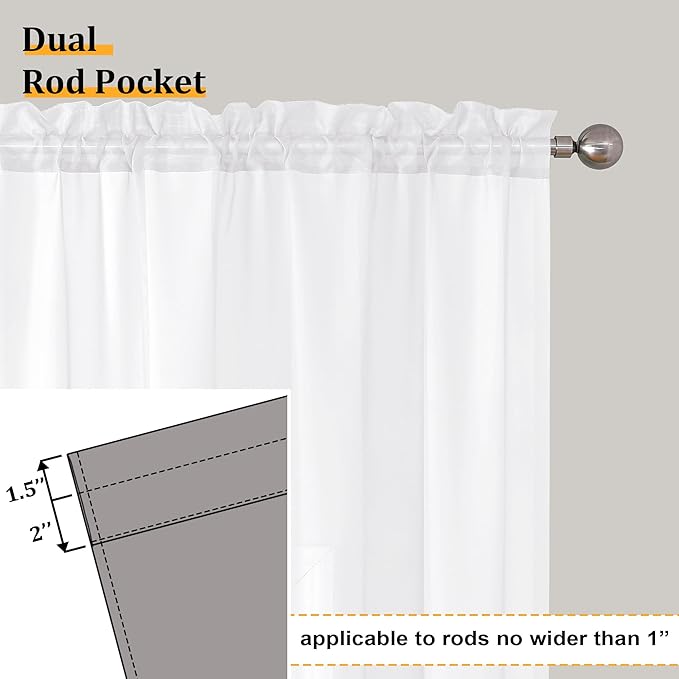 Aiyufeng 108 Inch White Sheer Window Curtains - Image 4